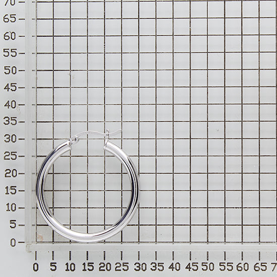 925 STERLING SILVER ROUND TUBING HOOP EARRINGS 30.0 MM