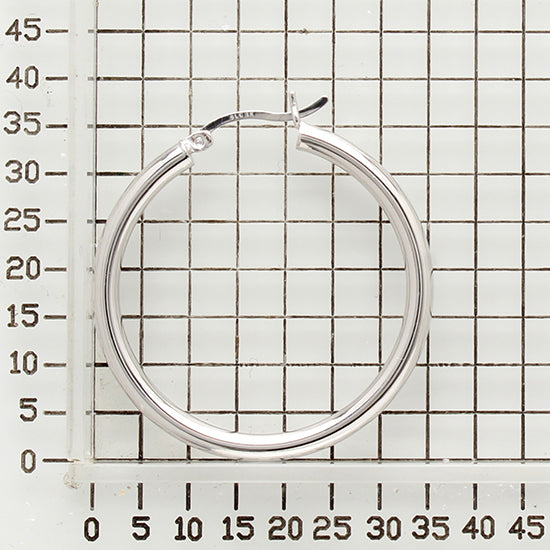925 STERLING SILVER ROUND HOOP EARRINGS PLAIN 35.0 MM F85158