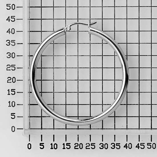 925 STERLING SILVER ROUND HOOP EARRINGS PLAIN 40.0 MM F85159