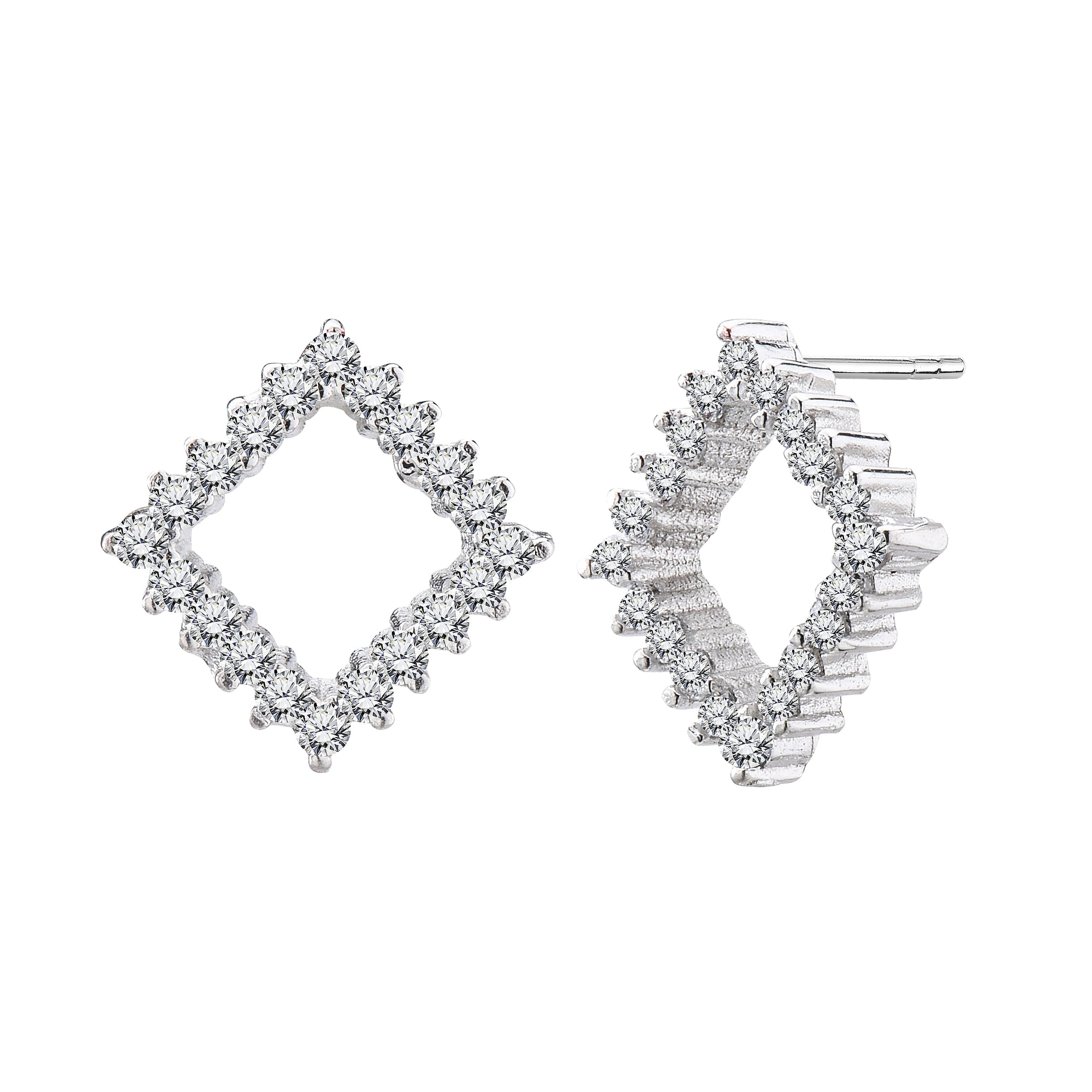 925 STERLING SILVER OPEN SQUARE EARRINGS