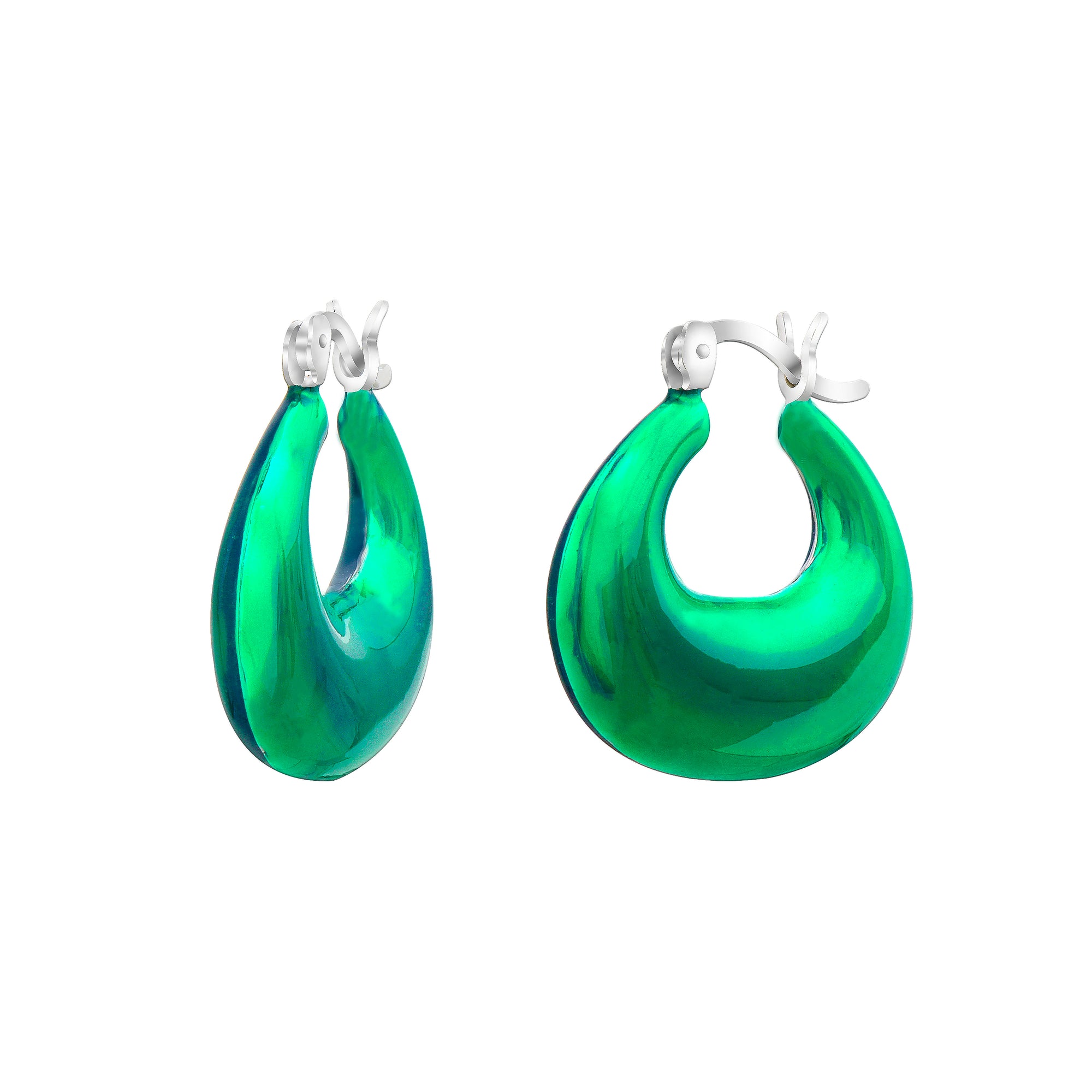 925 STERLING SILVER CREOLE EARRINGS WITH ENAMEL