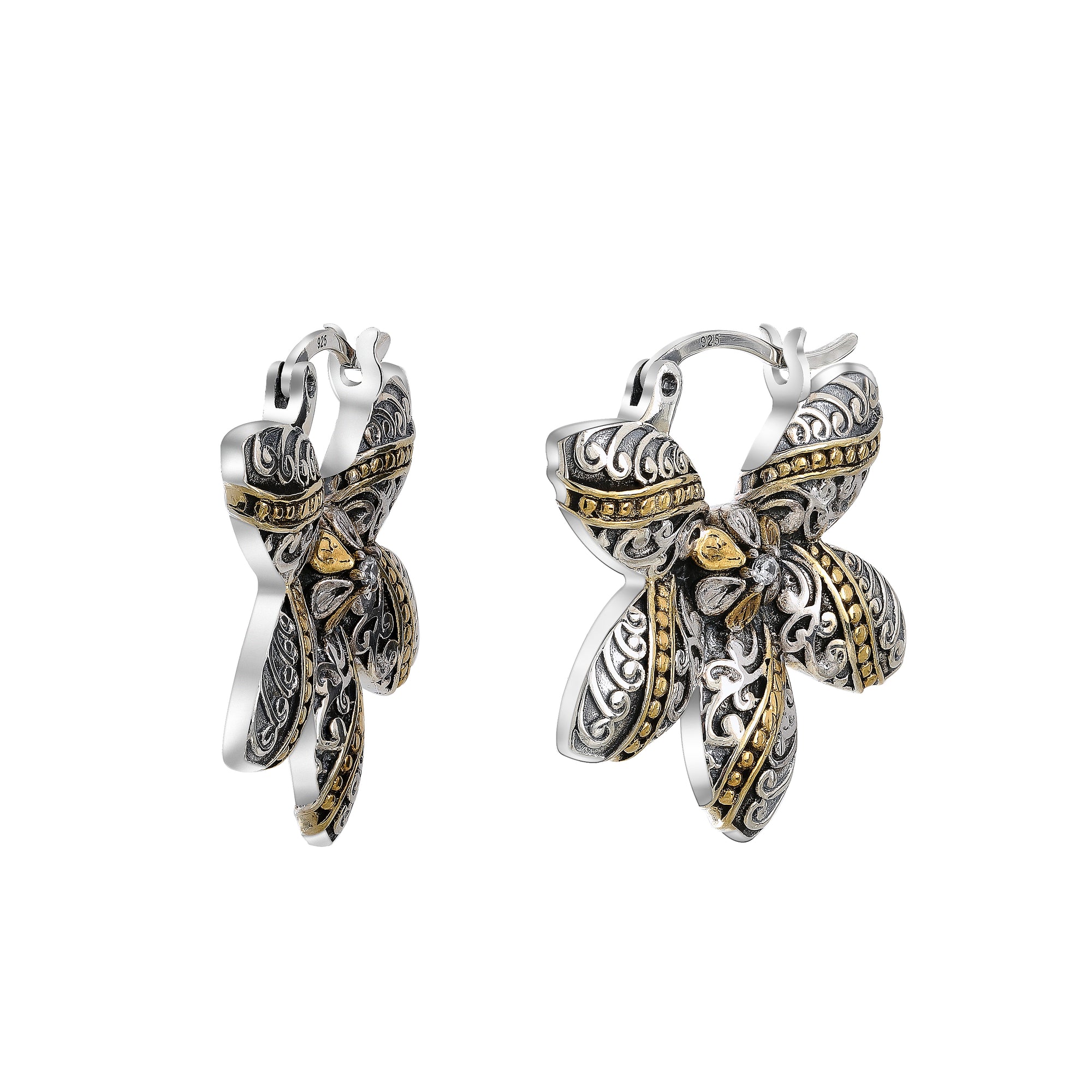 925 STERLING SILVER ANTIQUE FLOWER EARRINGS