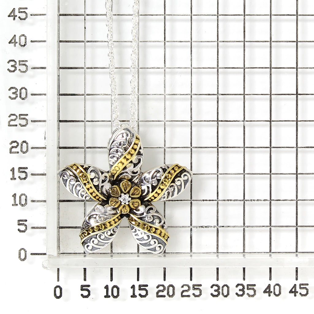 925 STERLING SILVER ANTIQUE FLOWER NECKLACE