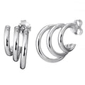 925 STERLING SILVER 15.0 MM. TRIPLE LINES EARRINGS WITH POST F8735