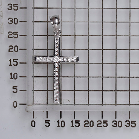 925 STERLING SILVER CROSS PENDANT CAVIAR PATTERN F957